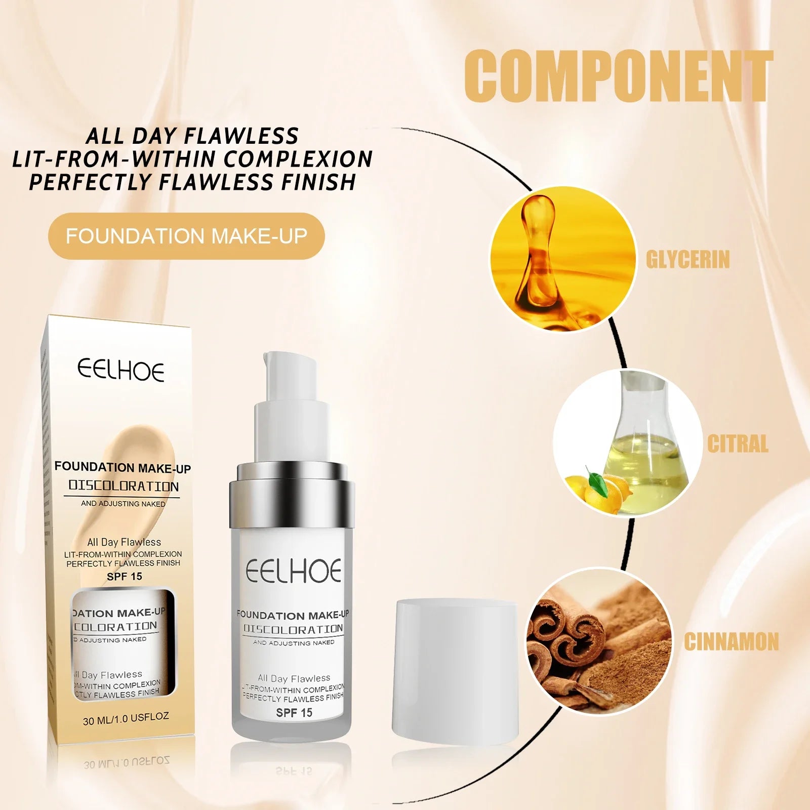 EELHOE Color Changing Liquid Foundation Moisturizing Waterproof No Creasing No Separation Concealer Makeup Products Wholesale