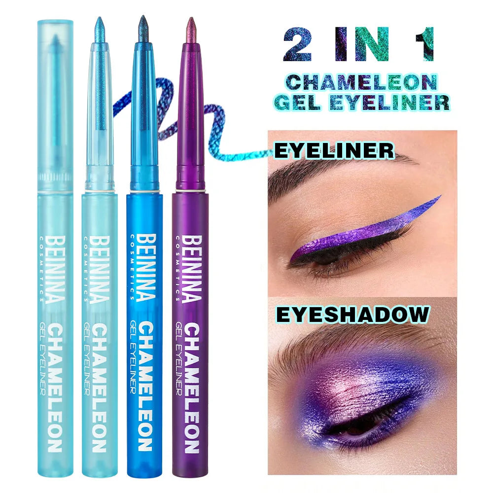 Shiny Chameleon Metallic Blue Eyeliner Gel Pen Eyeshadow Multicolor Eye Liner Pearlescent Polarized Glitter Eyes Pigment Makeup