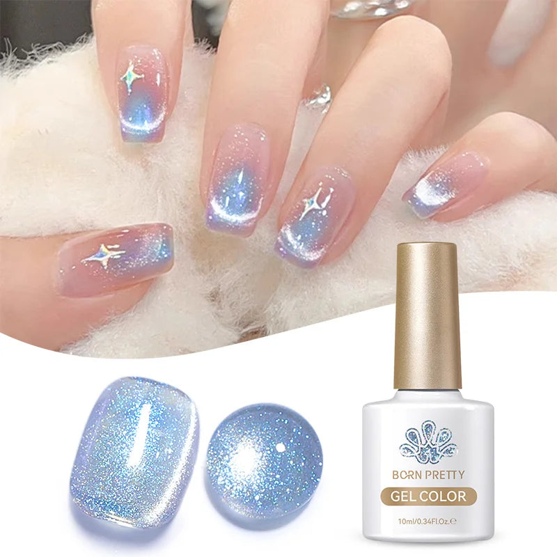 BORN PRETTY 10ml Fruit Purple Grape Cat Magnetic Gel Nail Polish 2025 New Whitening Guava Glass Beads Varnish Nail Supplies