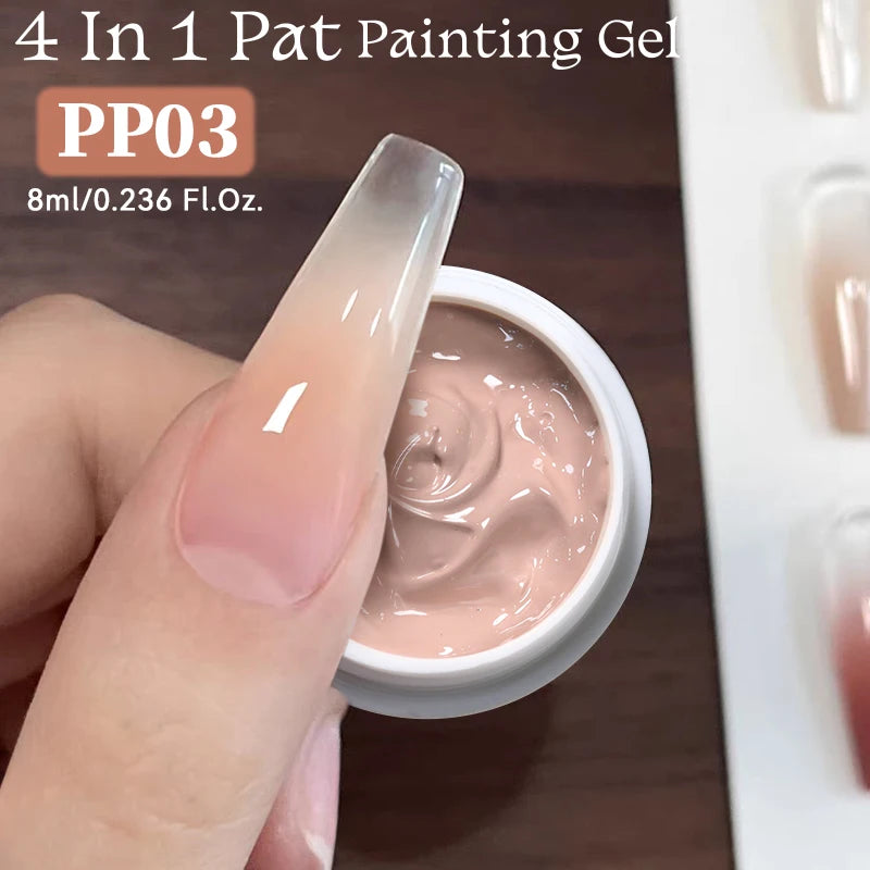 UR SUGAR 4 In 1 Pat Painting Gel Nail Nude Pink Color Painting Liner Nail Art Used For Gradient Cover Edge Nail Stamping Pattern