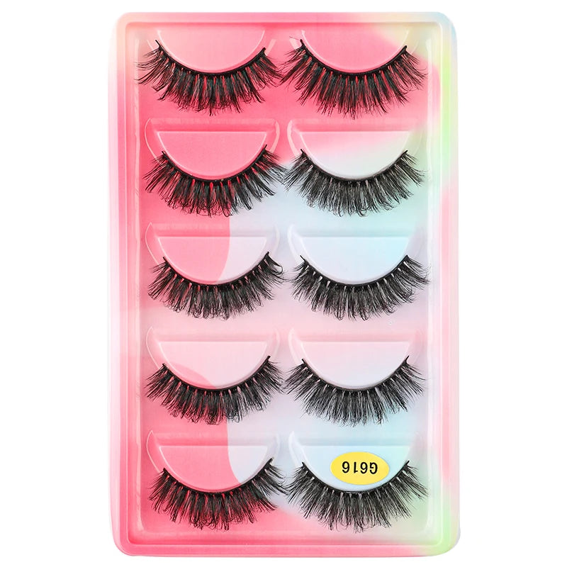 SHIDISHANGPIN 3/5/16 Pairs Natural Long False Eyelashes Dramatic Fluffy 3D Mink Lashes Wispy Wholesale Eye Lashes Thick Cils