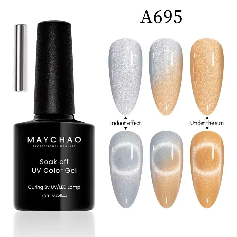 MAYCHAORomantic Galaxy Cat Eye Gel Nail Polish With Magnet Soak off UV Holographic Magnetic Rainbow Gel Polish for Nail Manicure