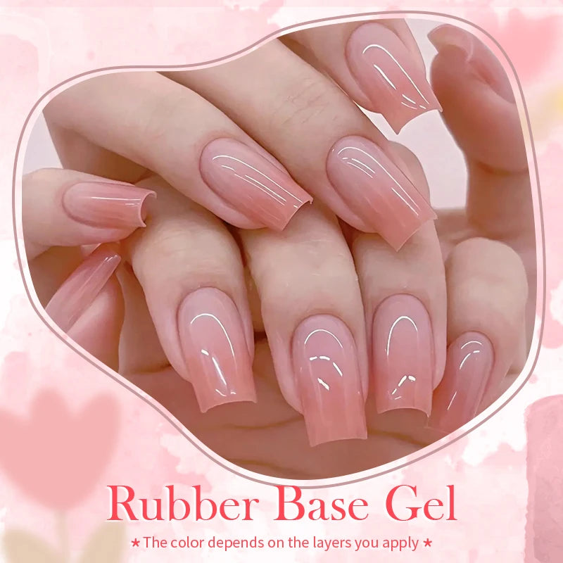 BORN PRETTY 15ml Jelly Nude Rubber Base Gel Natural Milky White Clear Semi permanent Self-Leveling Soak Off UV LED Gel Varnish