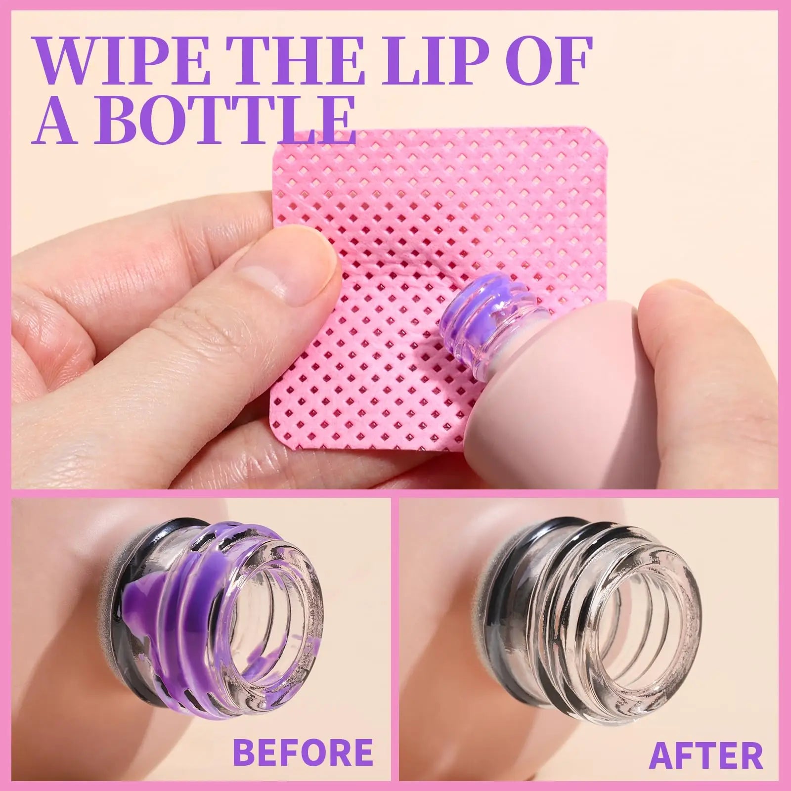 LULAA Glue Wipes Lint Free Nail Wipes Non-Woven Fabric Lash Glue Wipes Nail Polish Remover Wipes Use for Nail Polish Remover