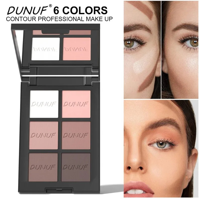 6-color Blush Palette, Highlighter Contour Bronzing Powder Makeup, Natural Long-lasting, High Pigment, Daily Multi-color Makeup