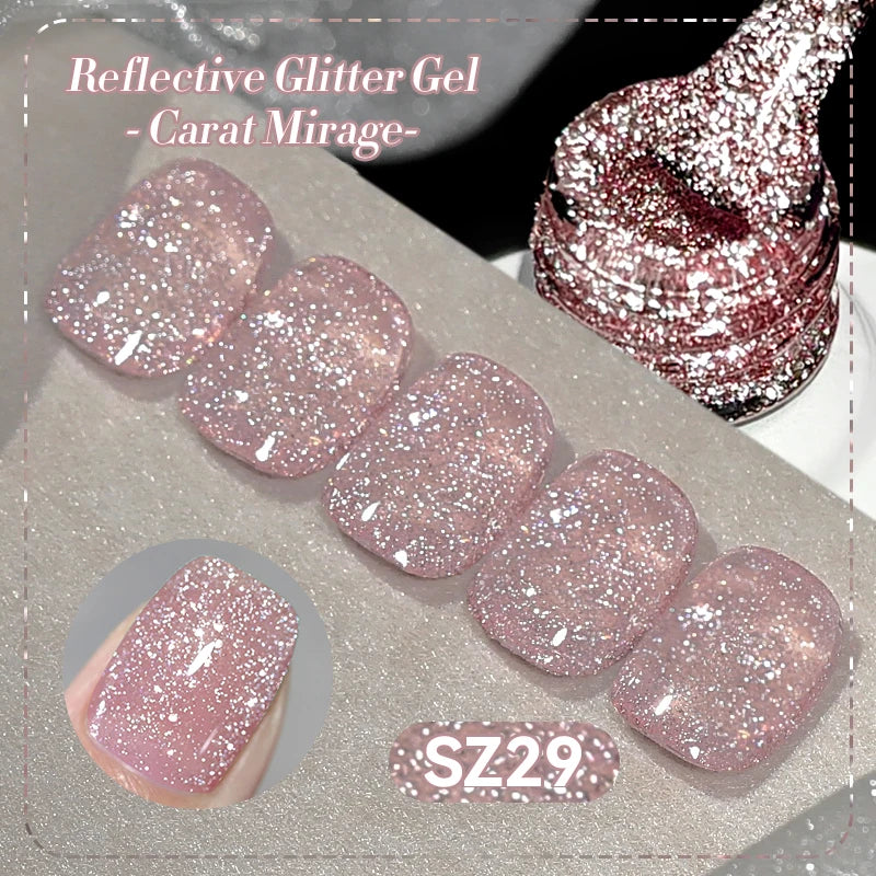 BORN PRETTY 10ml Sliver Carat Mirage Reflective Glitter Gel Nail Polish Sparkling Ultra Shine Soak Off UV Nail Art Gel Varnish