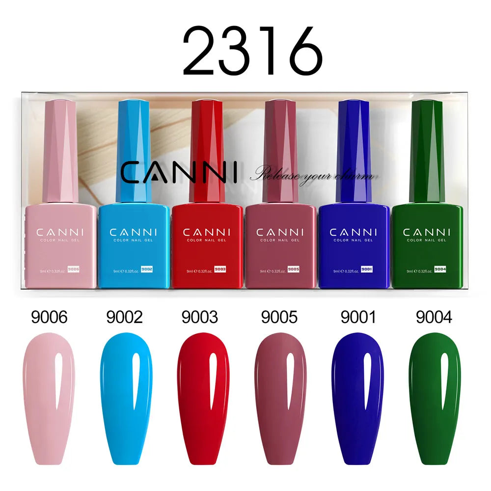6pcs*9ml CANNI HEMA FREE Nail Gel Polish Set Gorgeous Color Semi Permanent Pigmented Painting Gel Soak off UV LED Gel Nails Kit