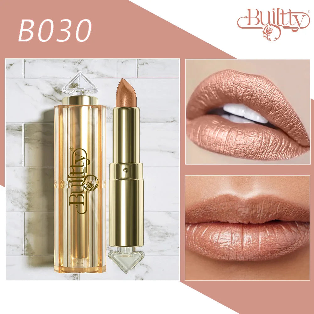 BUILTTY Korean Glitter Pearl Dropshiping Lipstick Matte Nude Color Long Lasting Waterproof Wholesale Price Red Pink Purple