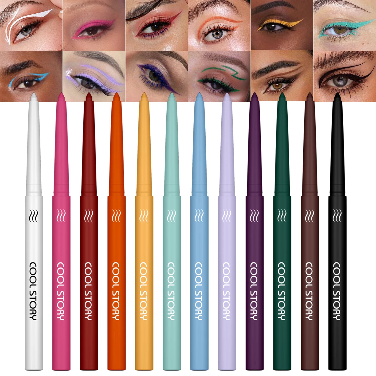 COOL STORY 12 Colors Matte Eyeliner Gel Pencil Set Creamy Eyeshadow Stick Silky Smooth Waterproof Sweat Body Paint Pencil