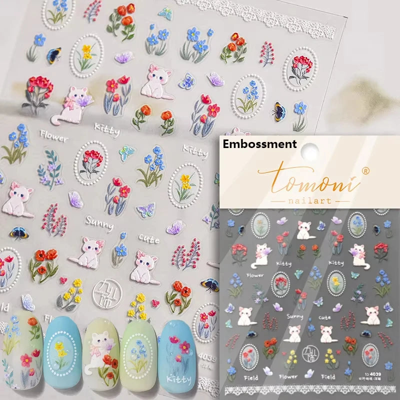 1pcs 5D Japanese Kawaii Bear Nail Art Stickers Brown Cartoon Animals Self-Adhesive Nail Decoration Decals DIY Slider Accessories