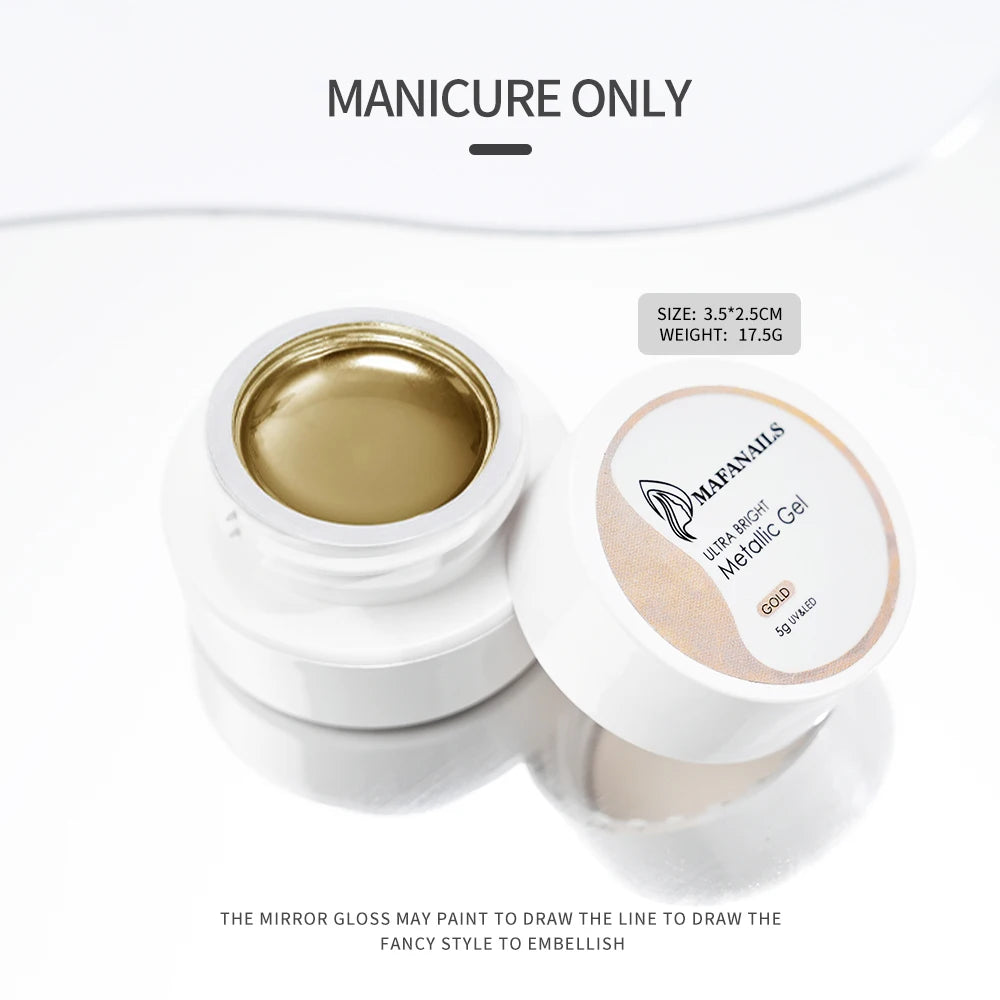MingLee Silver Metal Gel Metallic Nail Polish Chrome 3D Metal Painted Gel Polish 5ml Liquid Mirror Effect Glossy Shine Manicure