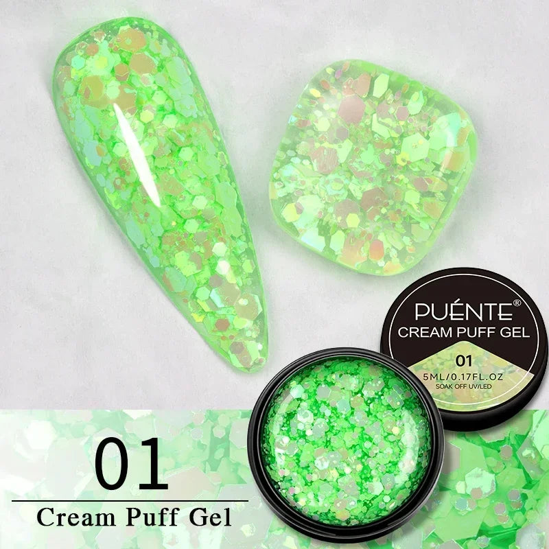 PUENTE Fruit Series Cat Magnetic Gel Nail Polish Summer Green Purple Pink Cat Eye Nail Gel Soak Off UV Semi-Permanent Varnish