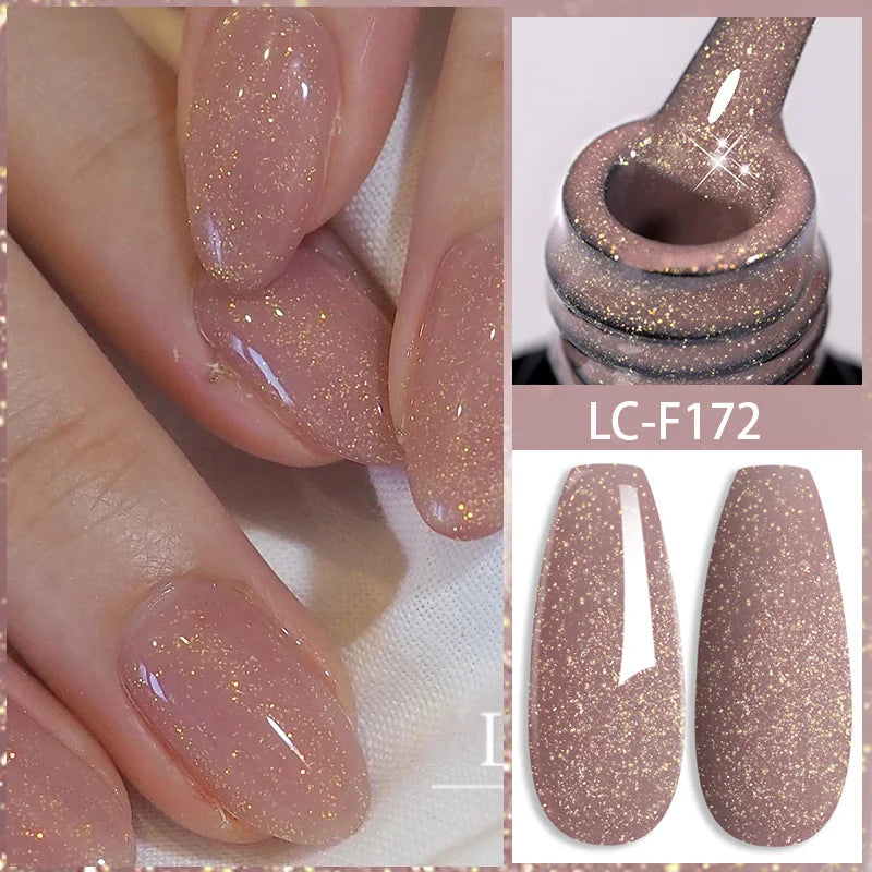 LILYCUTE 7ML Black Silver Red Reflective Glitter Gel Nail Polish Sparkling French Soak Off Long Lasting Manicure Nails Art Gel