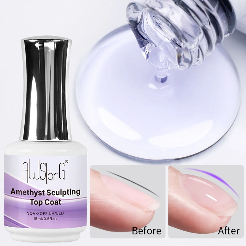 AWStorG 15ML Super Top Coat  Function Gel No Wipe Matte Top Gel Transparent Soak Off  UV LED NailArt Manicure Gel Varnish Primer
