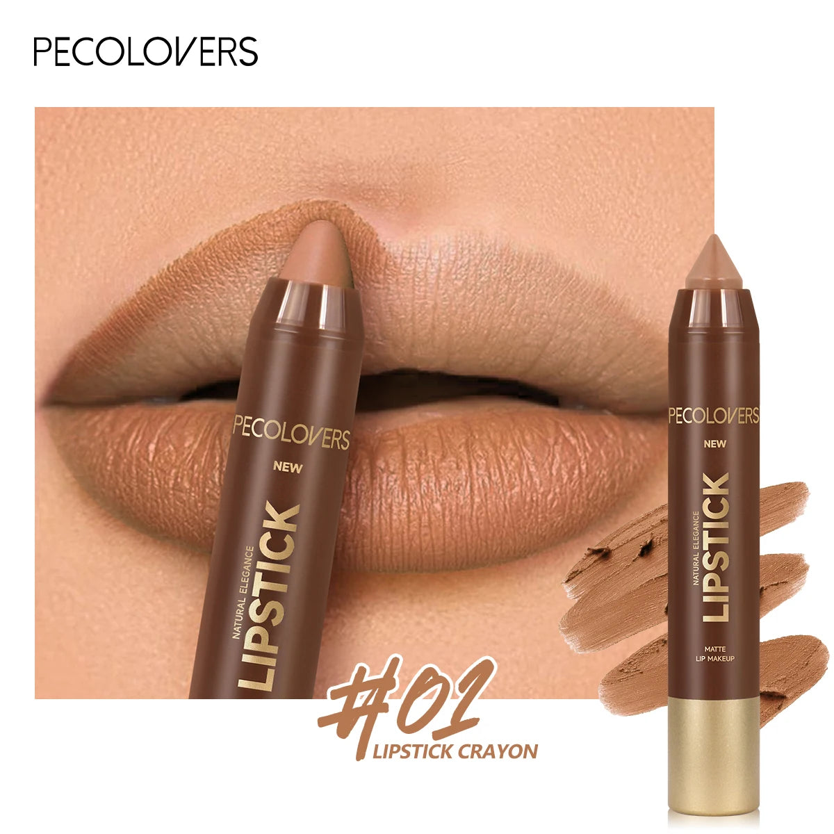 Multi-Color Matte Lipstick Crayon, Long-Lasting & Natural Effect Crayon, for Brown Tone, Matte Finish & High Pigmented