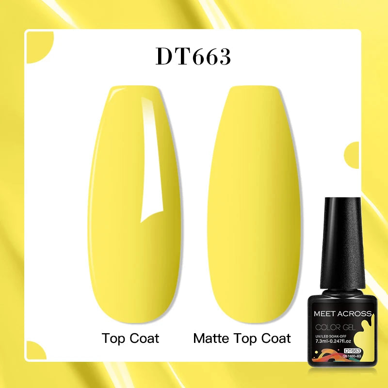 MEET ACROSS 160 Colors 7.3ml Gel Nail Polish Vernis Glitter Sparkly Semi Permanent Soak Off LED UV Gel Varnish Nail Art Manicure