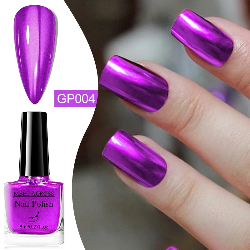 8ml Metallic Nail Polish Mirror Effect Fast Drying Long-Lasting Nails Art Polish DIY No Need Lamp Cure Manicure Nail Supplies