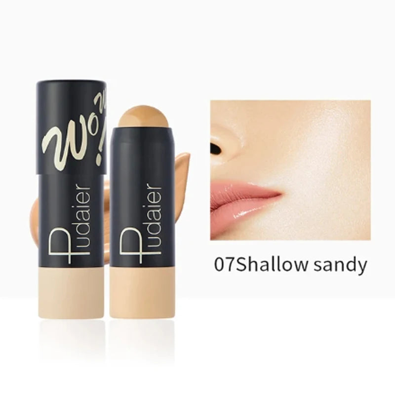 Full Coverage Lightweight Foundation Stick Contour Face Makeup Lasting Nude Foundation Base Hide Blemish Bronzer Cosmetics Brush