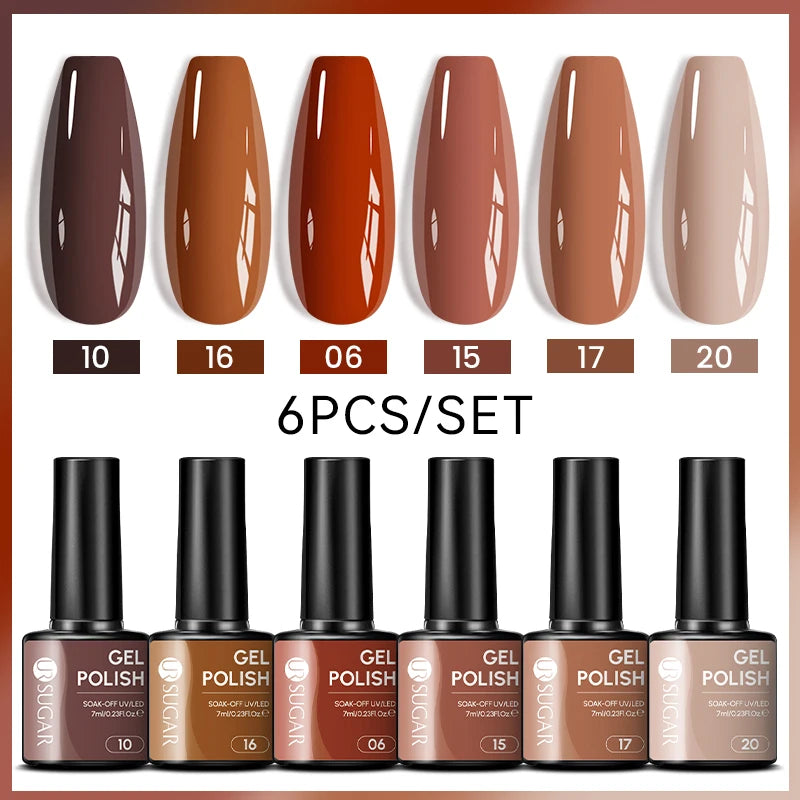 UR SUGAR 7ml All Season Gel Nail Polish Set Nude Pink Red Glitter Semi Permanent UV Gel Kits All For Manicure Soak Off Vernis