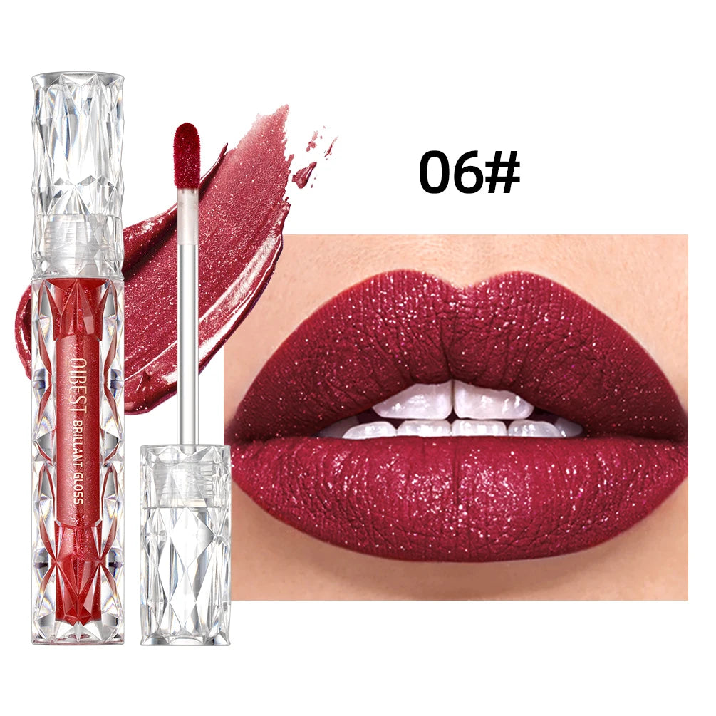 Qibest Glitter Shimmer Liquid Lipstick - Matte Waterproof Lip Gloss