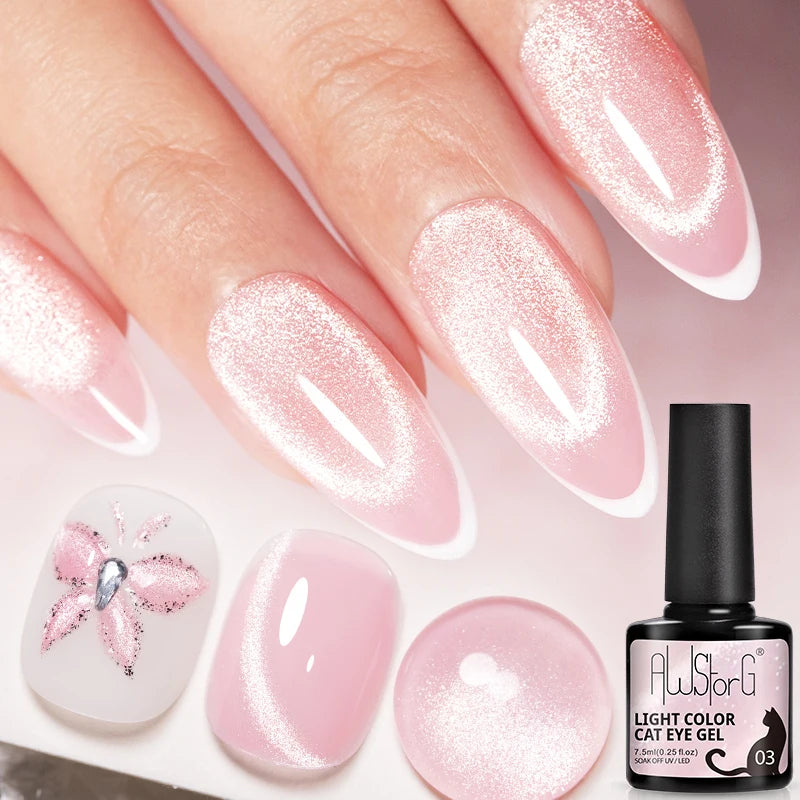 AWStorG 7.5ml Golden Gradient Cat Eye Nail Polish Gel Phototherapeutic Gel Soak Off Nail Magnetic Gel Polish Nail Art DlY