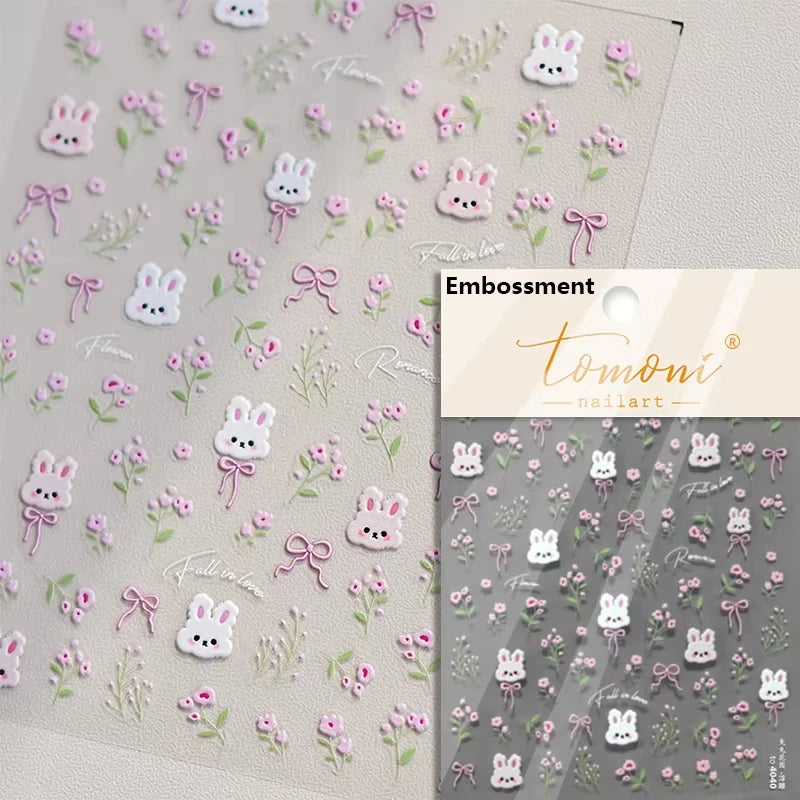 1pcs 5D Japanese Kawaii Bear Nail Art Stickers Brown Cartoon Animals Self-Adhesive Nail Decoration Decals DIY Slider Accessories