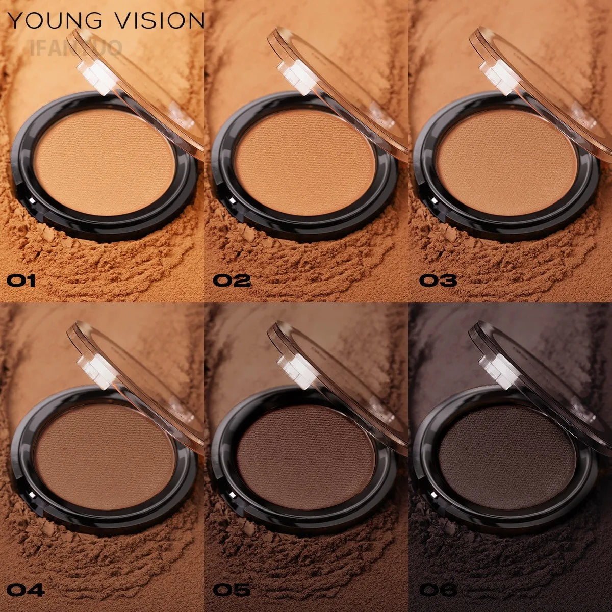 Waterproof Contouring Powder Palette Matte Finishing Bronzer Hairline Modify Nose Shadow Buildable Coverage for All Skin Tones