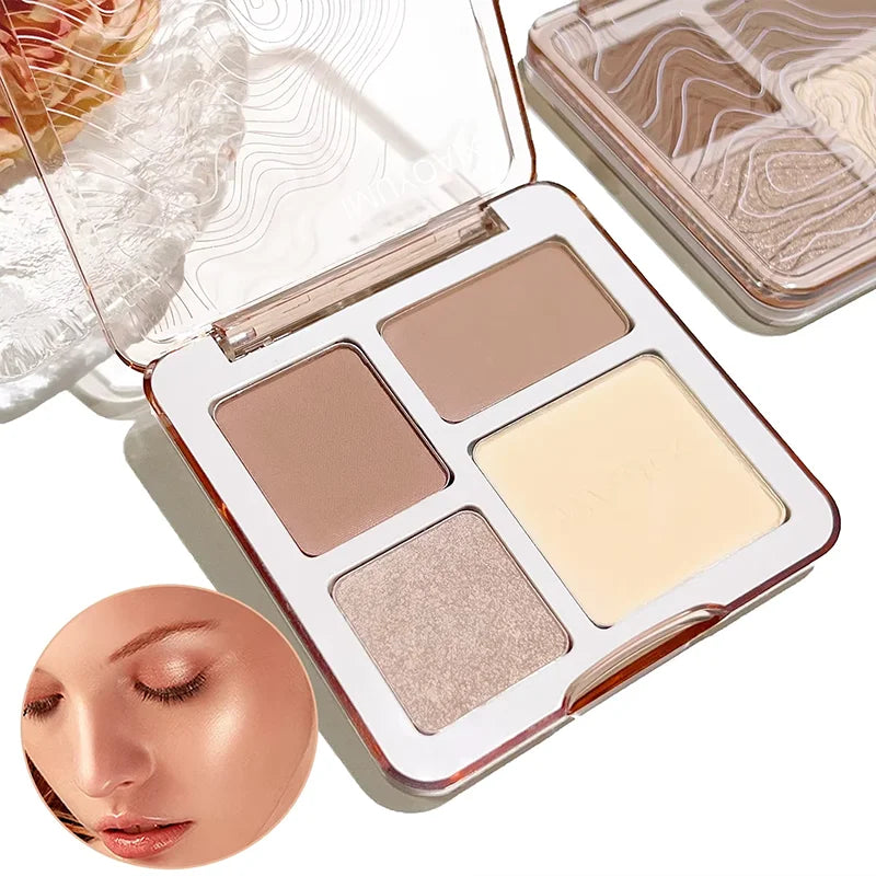 Natural 3D Face Pressed Powder Palette Matte Bronzer Contour Shade Multi-Purpose Highlighter Cosmetics Gift