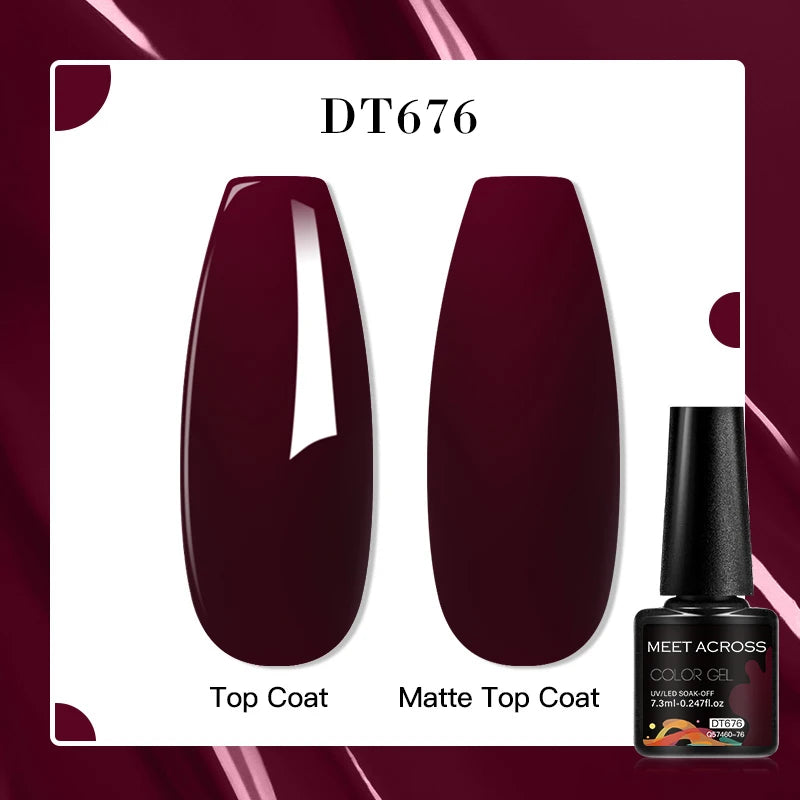 MEET ACROSS 160 Colors 7.3ml Gel Nail Polish Vernis Glitter Sparkly Semi Permanent Soak Off LED UV Gel Varnish Nail Art Manicure