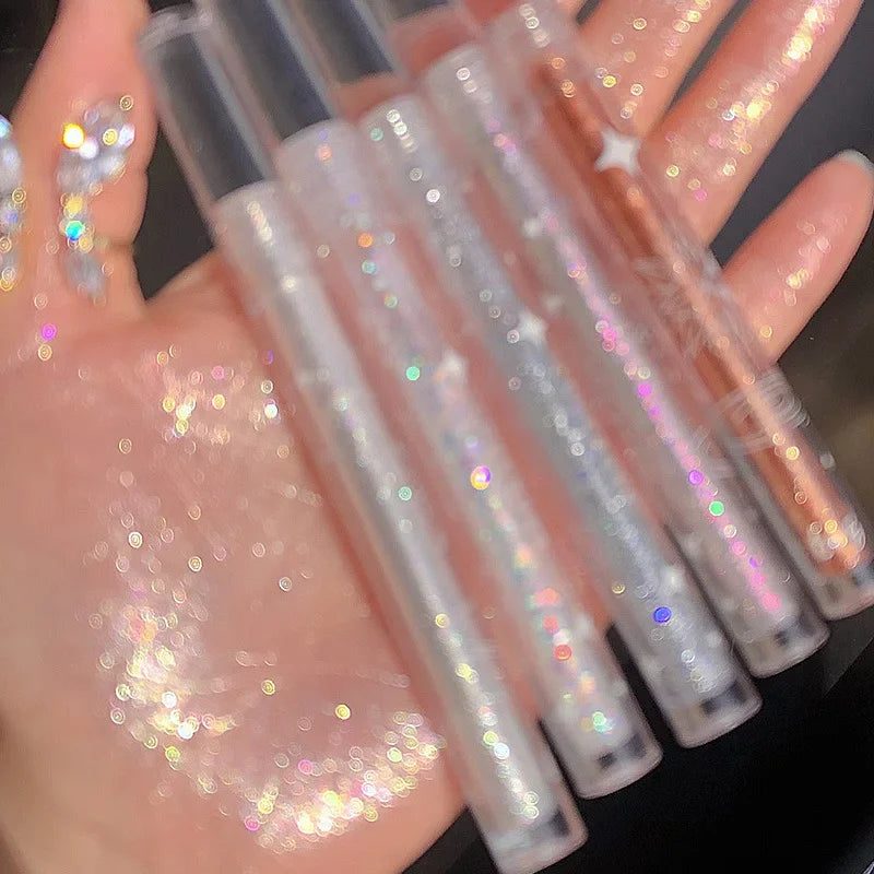 1pc Liquid Eyeshadow Super Shine Pink Pearlescent Glitter Eyeliner Long Lasting Waterproof Eye Shadow Glitter Party Eye Makeup