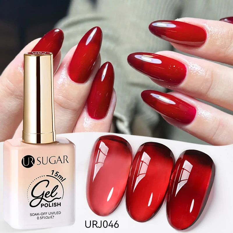UR SUGAR 15ml Fiber Rubber Base Gel Upgrade Broken Nail Repaired Fiberglass Clear Quick Building UV Construction Gel Soak Off