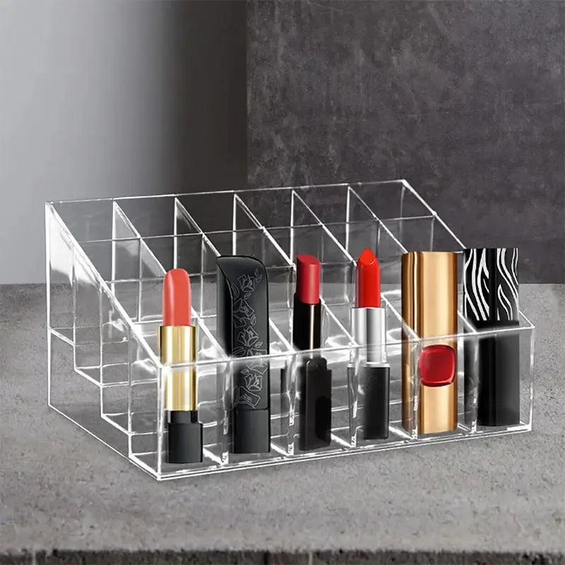 Household Transparent Lipstick Storage Rack Organizing Box Plastic Desktop Lipstick Sorting Rack Cosmetics Storage Box