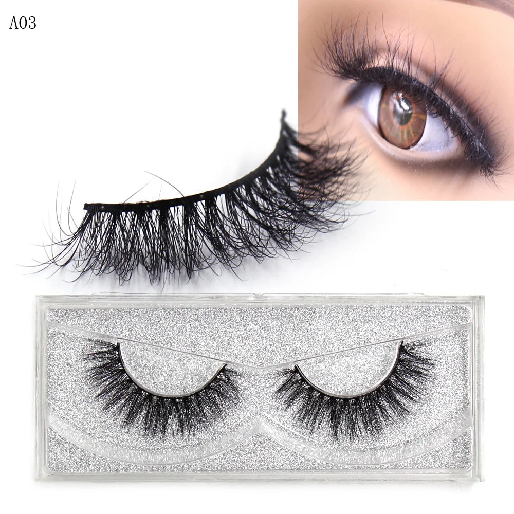 LEHUAMAO 5D Mink Hair False Eyelashes Wispy Cross Natural Mink Lashes Fluffy Eyelash Extension Tools Makeup Handmade Eye lashes