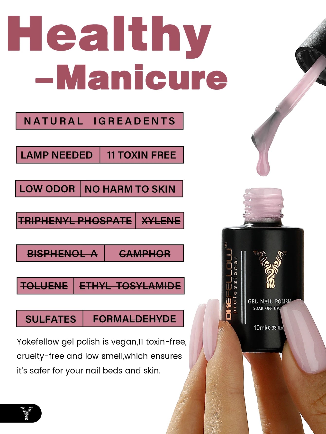 YOKEFELLOW 10ml Jelly Nude Gel Nail Polish High Quality Translucent Pink Nail Gel Varnish Soak Off UV Gel Polish Long Lasting