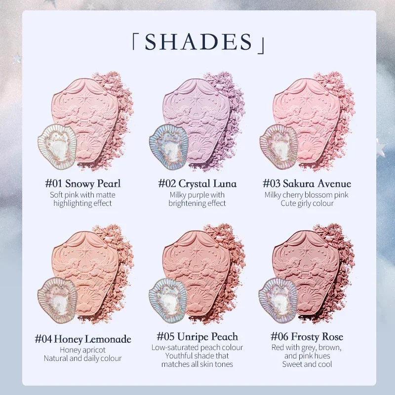 Flower Knows Strawberry Rococo Series Embossed Blush Fine Powder Makeup Smooth Long-Lasting Blusher Face Enhancing Makeup Color
