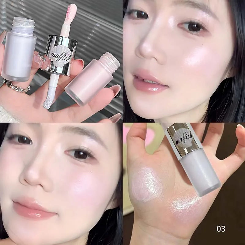 Double-head Liquid Matte Contour Highlighter Glimmer Natural Bronzer Contouring Stick Waterproof Gray Brown Nose Shadow Makeup