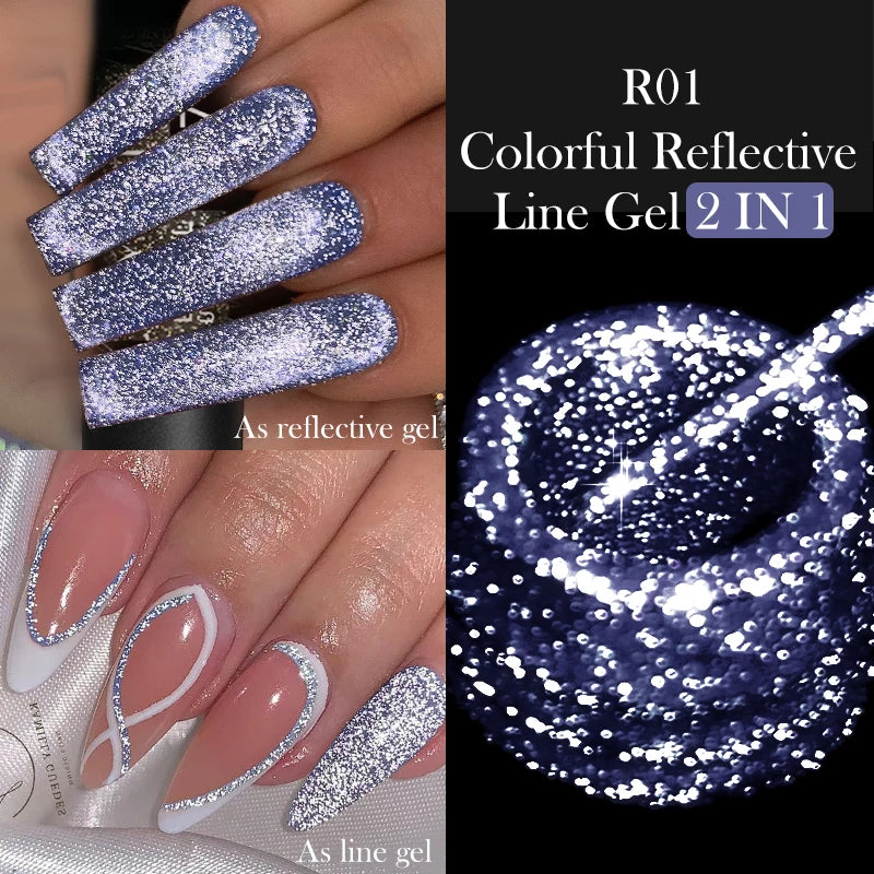 LILYCUTE 5ml Super Bright Metallic Painting Liner Gel Nail Polish UV LED Painting Gel Nail Art Drawing Stripe Pull Line UV Gel