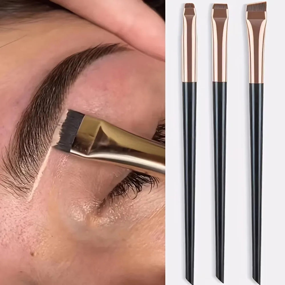 3-Piece Makeup Brush Set: Sickle-Shaped Eyeliner Brush, Fine Angled Eyebrow Brush, Eyeliner Brush, Ultra-Fine Eyeshadow Brush