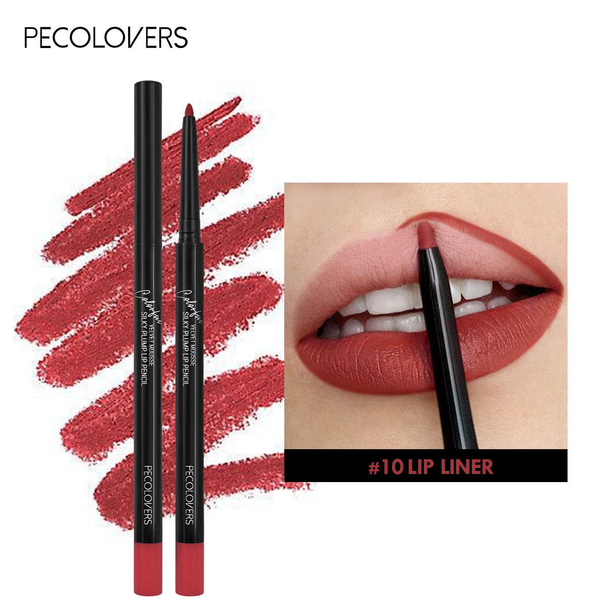 12 Colors Lip Liner , Matte Dewy Finish Long Lasting Waterproof Smudge Proof Lip Liner