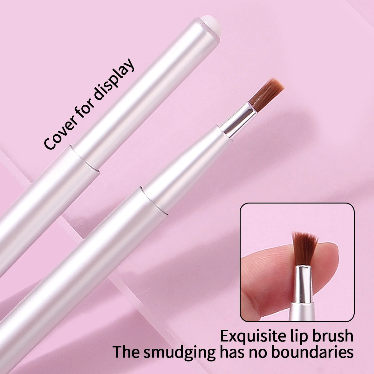 2pcs fashion telescopic lip brush lipstick brush telescopic portable round head dye cover makeup artist professional lip liner