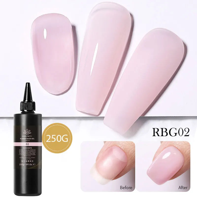 BORN PRETTY 250g Pure Black White Color Gel Nail Polish Semi Permanent Jelly Nude Gel Refilled Package Soak Off UV LED Gel