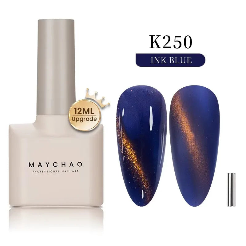 MAYCHAORomantic Galaxy Cat Eye Gel Nail Polish With Magnet Soak off UV Holographic Magnetic Rainbow Gel Polish for Nail Manicure