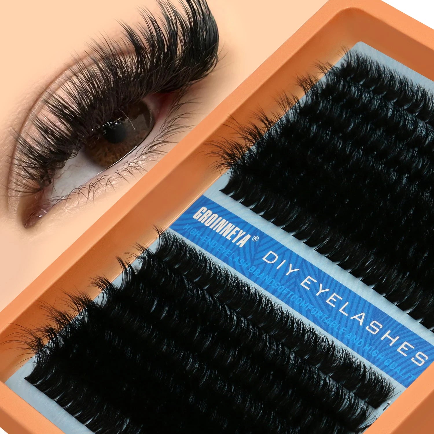 GROINNEYA Fluffy Thick DIY Eyelashes Cluster D/DD Curl Wispy Individual lashes Mix Eyelash Extensions False Eyelashes Extension