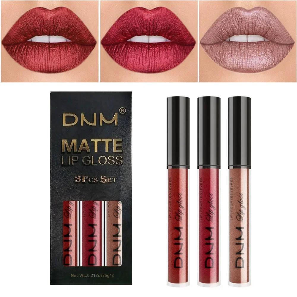 3pcs/set Liquid Lipsticks Waterproof Long Lasting Cosmetic Red Blue Purple Matte Lip Gloss Nude Lip Tint Stain Makeup