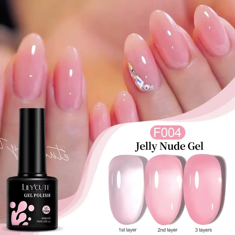 LILYCUTE 7ML Black Silver Red Reflective Glitter Gel Nail Polish Sparkling French Soak Off Long Lasting Manicure Nails Art Gel