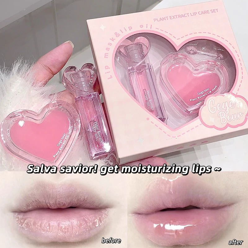 Gege Bear plant Extract Lip Balm Set Moisturizing Lip Balm Lip Gloss Set Moisturizing Colorless Moisturizing