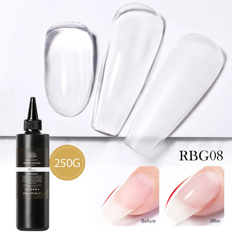 BORN PRETTY 250g Pure Black White Color Gel Nail Polish Semi Permanent Jelly Nude Gel Refilled Package Soak Off UV LED Gel