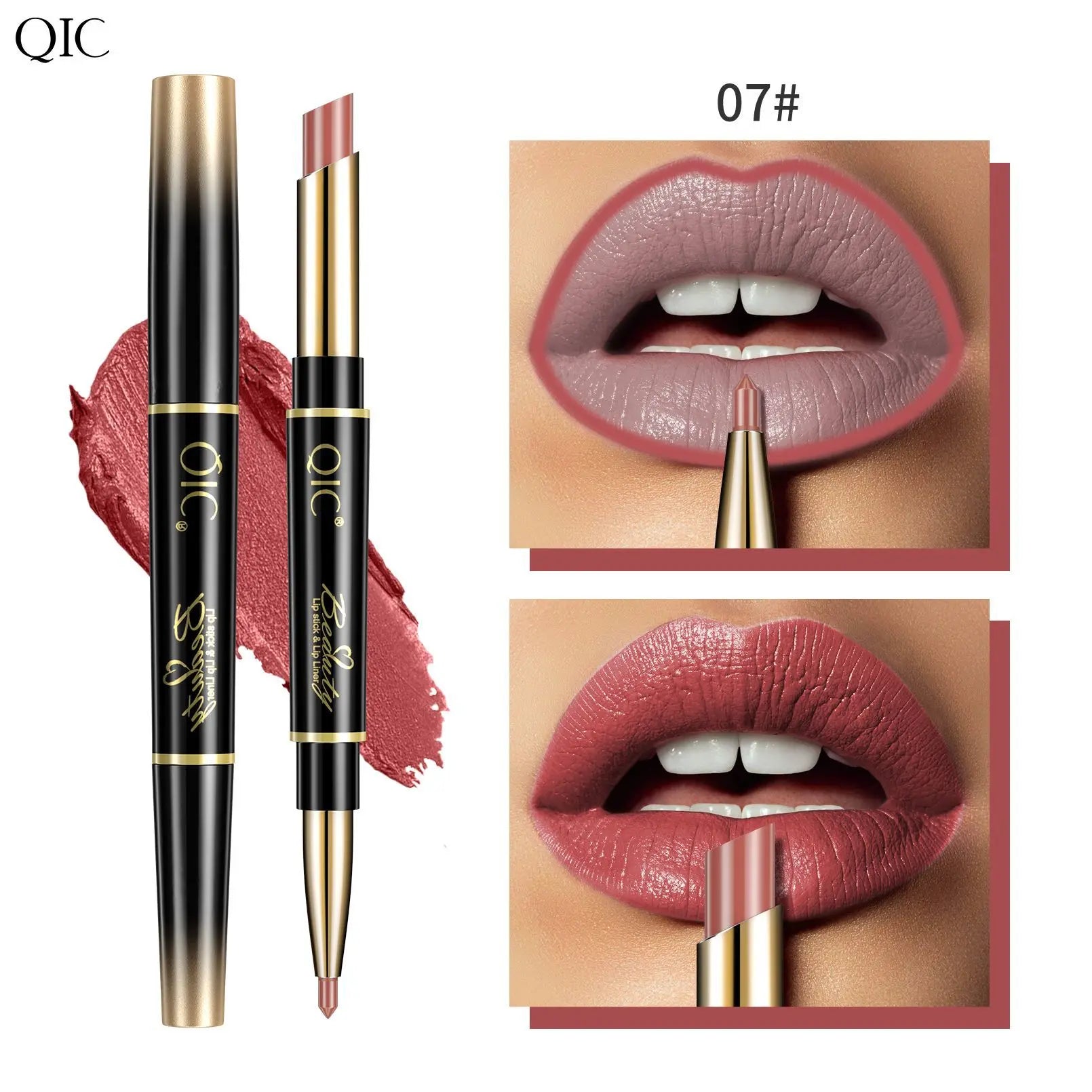2 IN 1 Lip Liner Waterproof Nude Matte Lipstick Pencil Sexy Red Long Lasting Double Ended Lipliner Makeup Cosmetics For Women