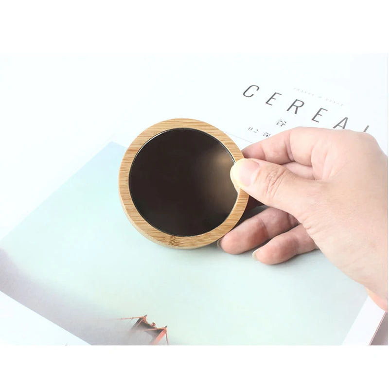 1Pc Pure Wood Cosmetic Mirror Portable Mirror Round Cosmetic Mirror Pocket Compact Mirror for Travel Accessories Beauty Tool