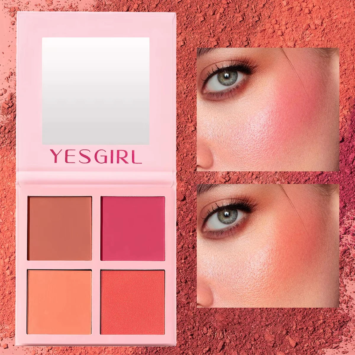CLEARANCE SAL Four Color Matte Powder Blusher Low Saturation Soft Fog Powder Red Blusher Brightens Christmas gift